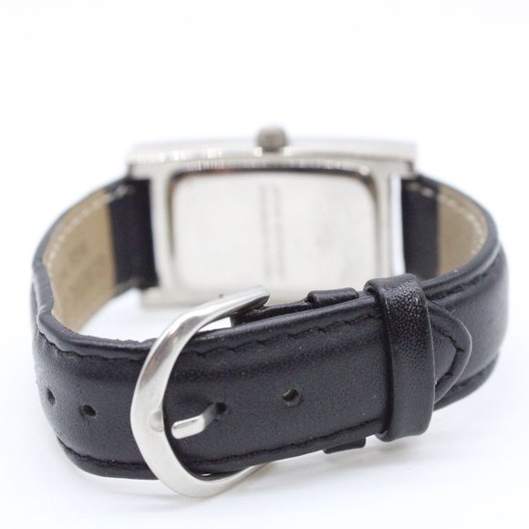 Vintage Artistry Watch Mens Silver Tone Stainless Steel Black Leather Band - Picture 7 of 8